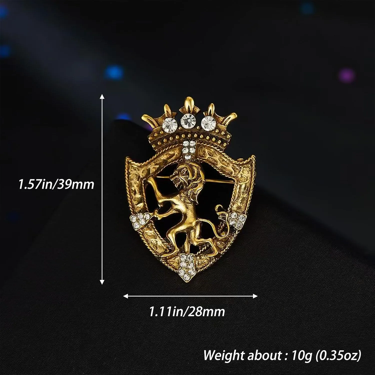 HETICA Vintage Animal Dragon Skull Wolf Crown Lion Brooch - Gold Silver Rhinestone Brooch for Men Women Suit Tie Dress Lapel Pin Fashion Jewelry