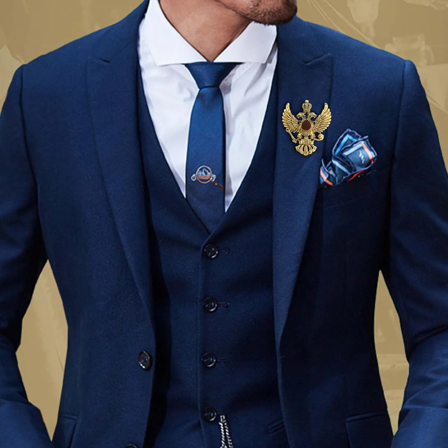 HETICA Vintage Animal Dragon Skull Wolf Crown Lion Brooch - Gold Silver Rhinestone Brooch for Men Women Suit Tie Dress Lapel Pin Fashion Jewelry