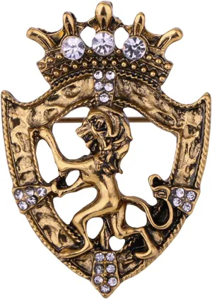 HETICA Vintage Animal Dragon Skull Wolf Crown Lion Brooch - Gold Silver Rhinestone Brooch for Men Women Suit Tie Dress Lapel Pin Fashion Jewelry
