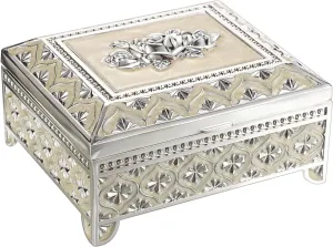 Hipiwe Vintage Metal Jewelry Box Floral Gorgeous Jewelry Trinket Box for Ring Earrings Necklace Rectangle Trinket Case Decorative Keepsake Box for Women Girls