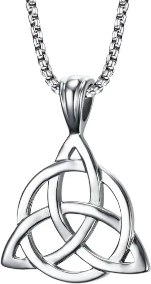 Hisatan Celtic Knot Cross Necklace for Men, Stainless Steel Religious Infinity Love Pendant Necklaces Irish Celtics jewelry for Men, 24''