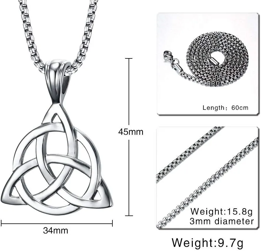 Hisatan Celtic Knot Cross Necklace for Men, Stainless Steel Religious Infinity Love Pendant Necklaces Irish Celtics jewelry for Men, 24''