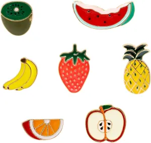 Honbay 7PCS Enamel Fruit Brooch Pins Cartoon Unisex Lapel Pins Cute Foods Badges Pins for Clothes Jackets Backpacks Jeans Hats Decor (7 Styles)