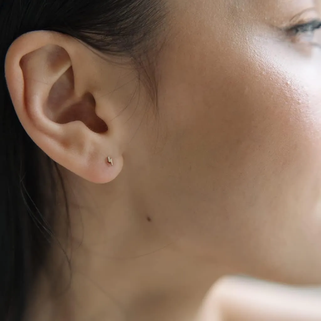 HONEYCAT Mini Lightning Stud Earrings in Gold, Rose Gold, or Silver | Minimalist, Delicate Jewelry