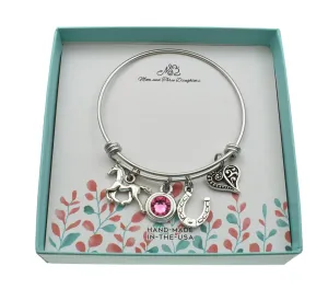 Horse Bangle Bracelet in Stainless Steel. Little Girls Jewelry. Horse Gifts. Horseshoe. Little Girls Jewelry. Little Girls Bracelet