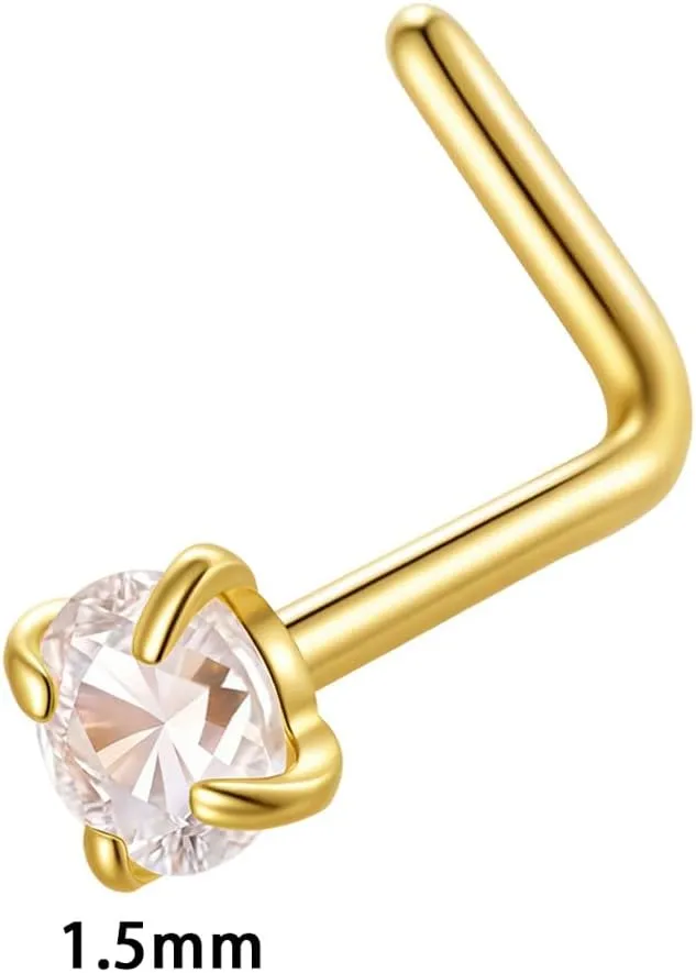 Hypoallergenic Earrings 1.5mm 2mm 2.5mm 3mm Stainless Steel Earrings Nose Studs Cubic Zirconia Different Shapes Flat Back Cartilage Earring Nose Stud Lip Studs for Men Women