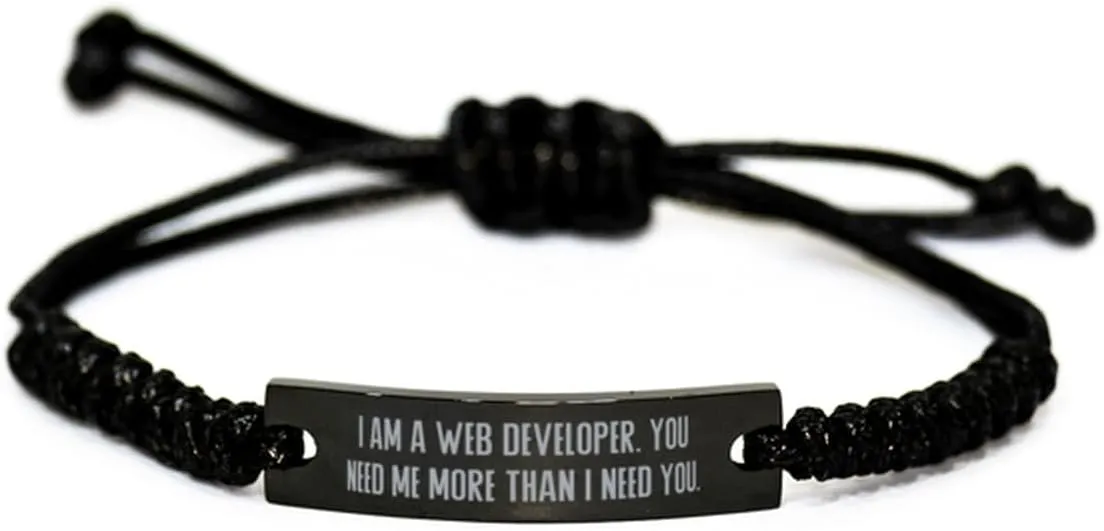 I am a Web.. Web developer Black Rope Bracelet, Best Web developer Gifts, Engraved Bracelet For Coworkers from Friends, Friendship, Friendship bracelet, Gift for friend