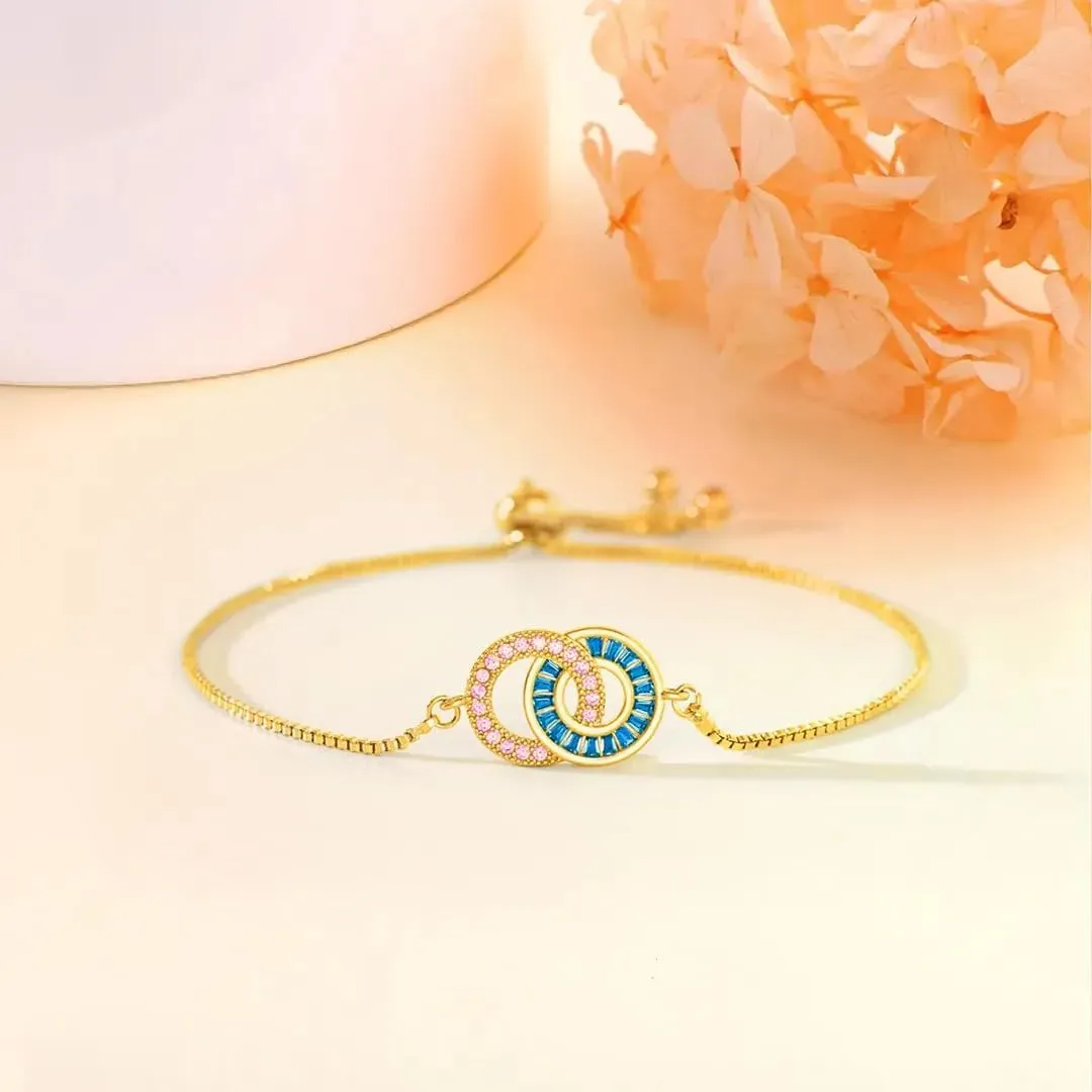 I'd Punch a Bitch for You Birthstone Custom Circle Bracelet,925 Sterling Silver Custom Birthstone Bracelets for Women, Mom, Sister, Friendship Matching, Christmas and Birthday Gift