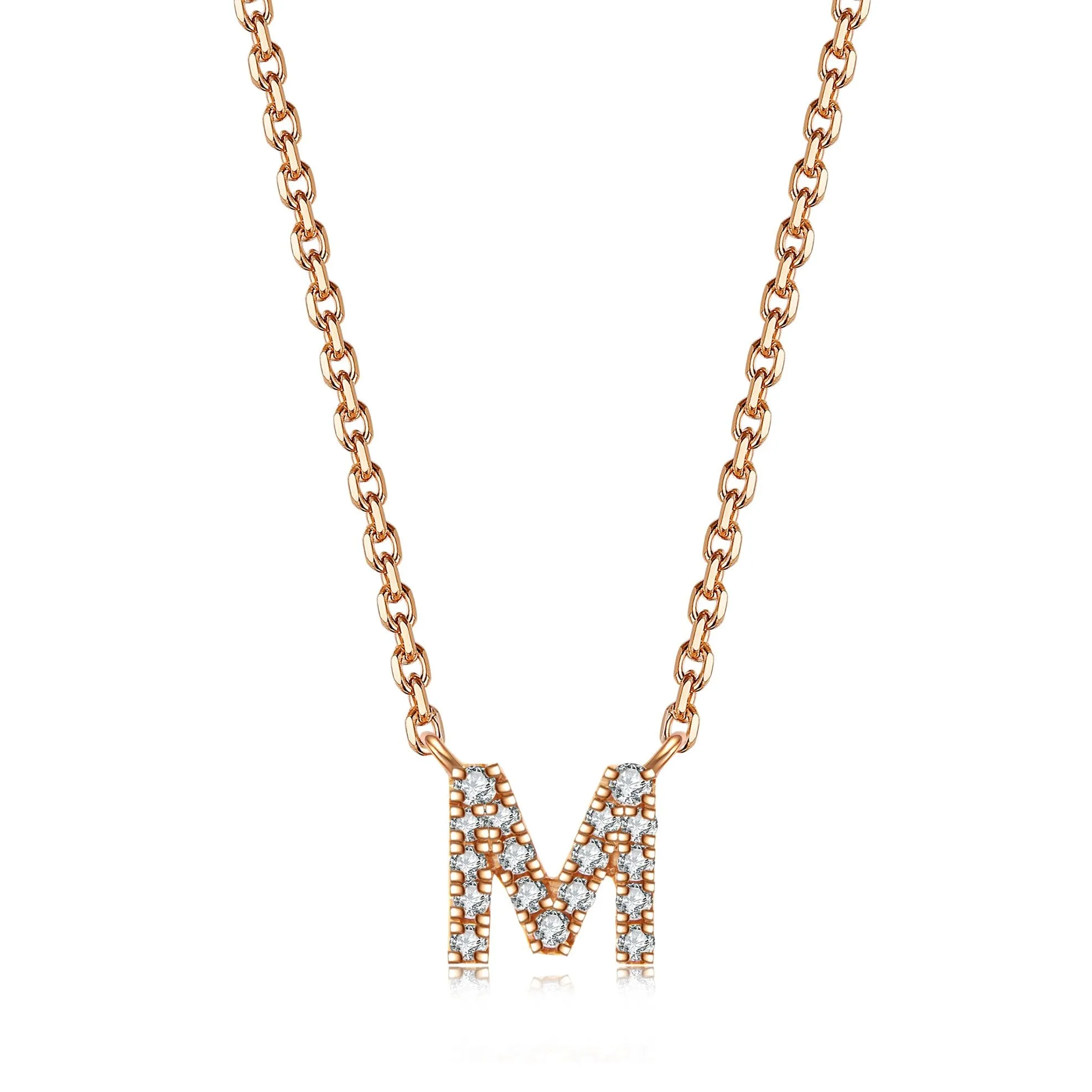 Initial Diamond Pendant Necklace | Rose Gold