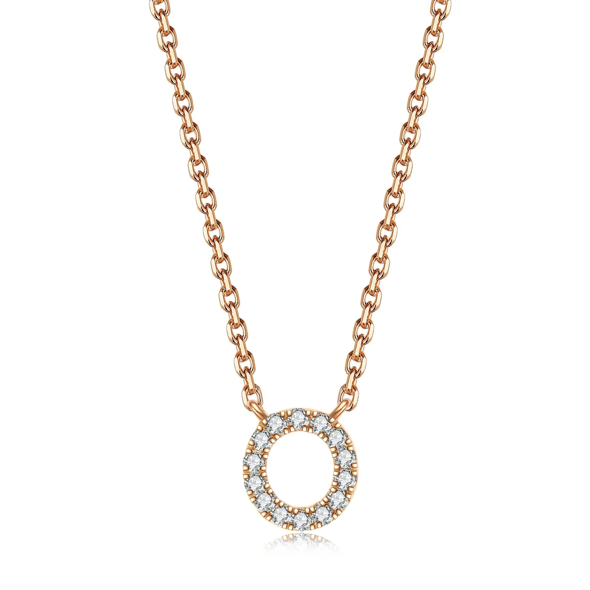 Initial Diamond Pendant Necklace | Rose Gold