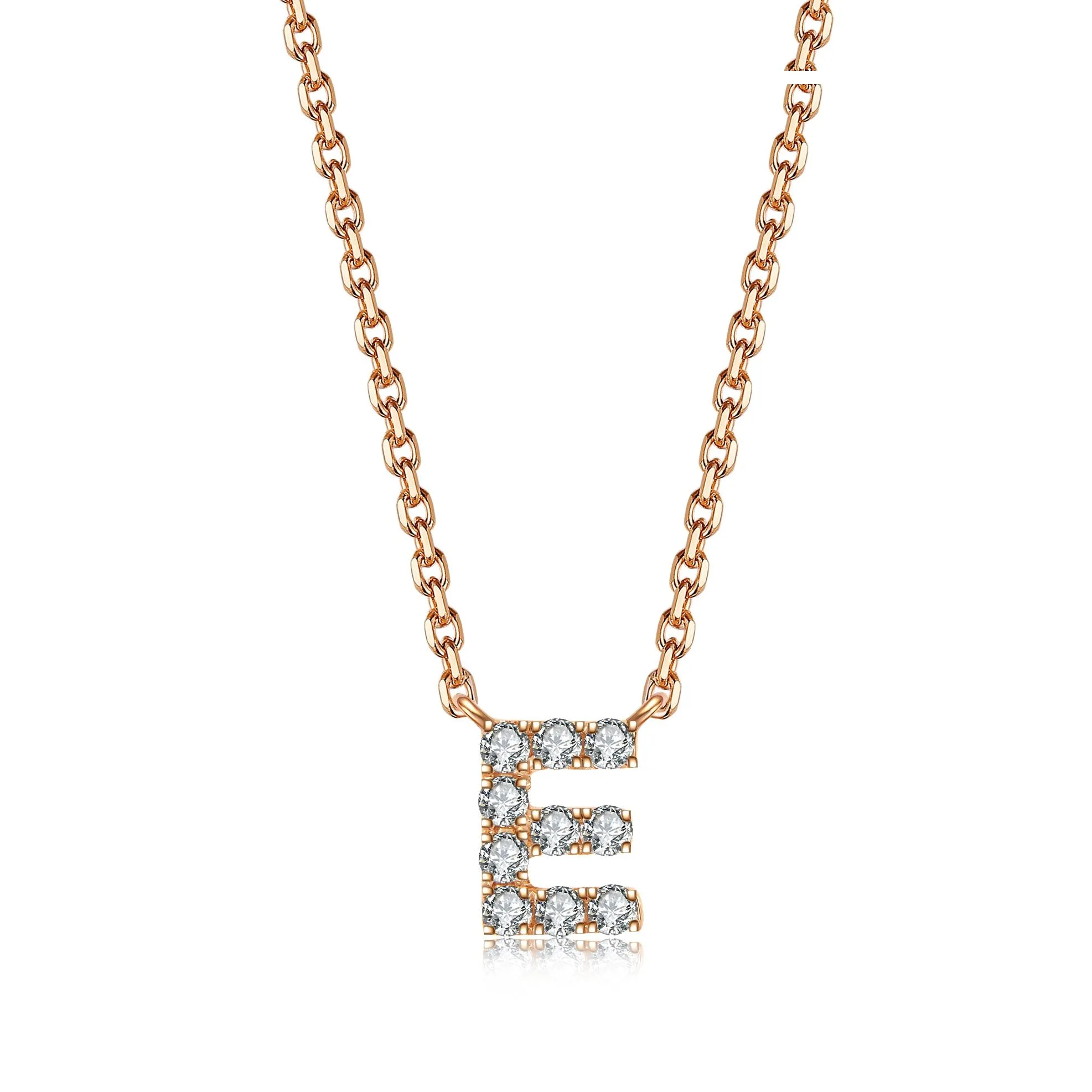 Initial Diamond Pendant Necklace | Rose Gold
