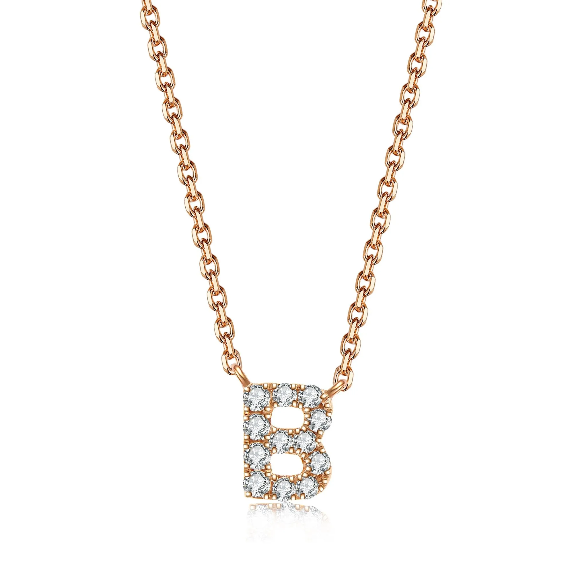 Initial Diamond Pendant Necklace | Rose Gold