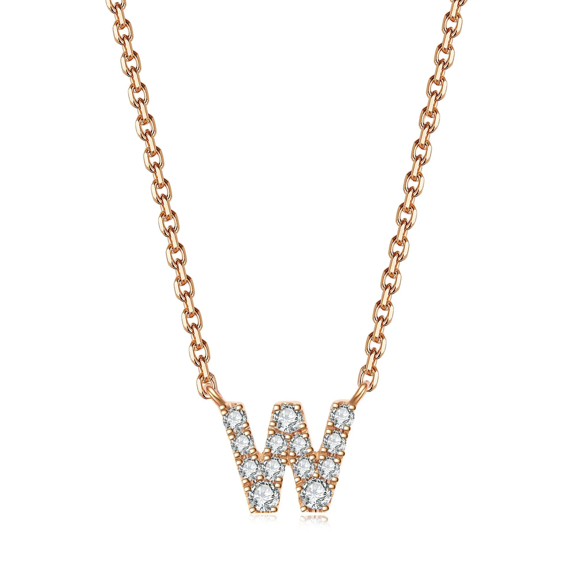 Initial Diamond Pendant Necklace | Rose Gold