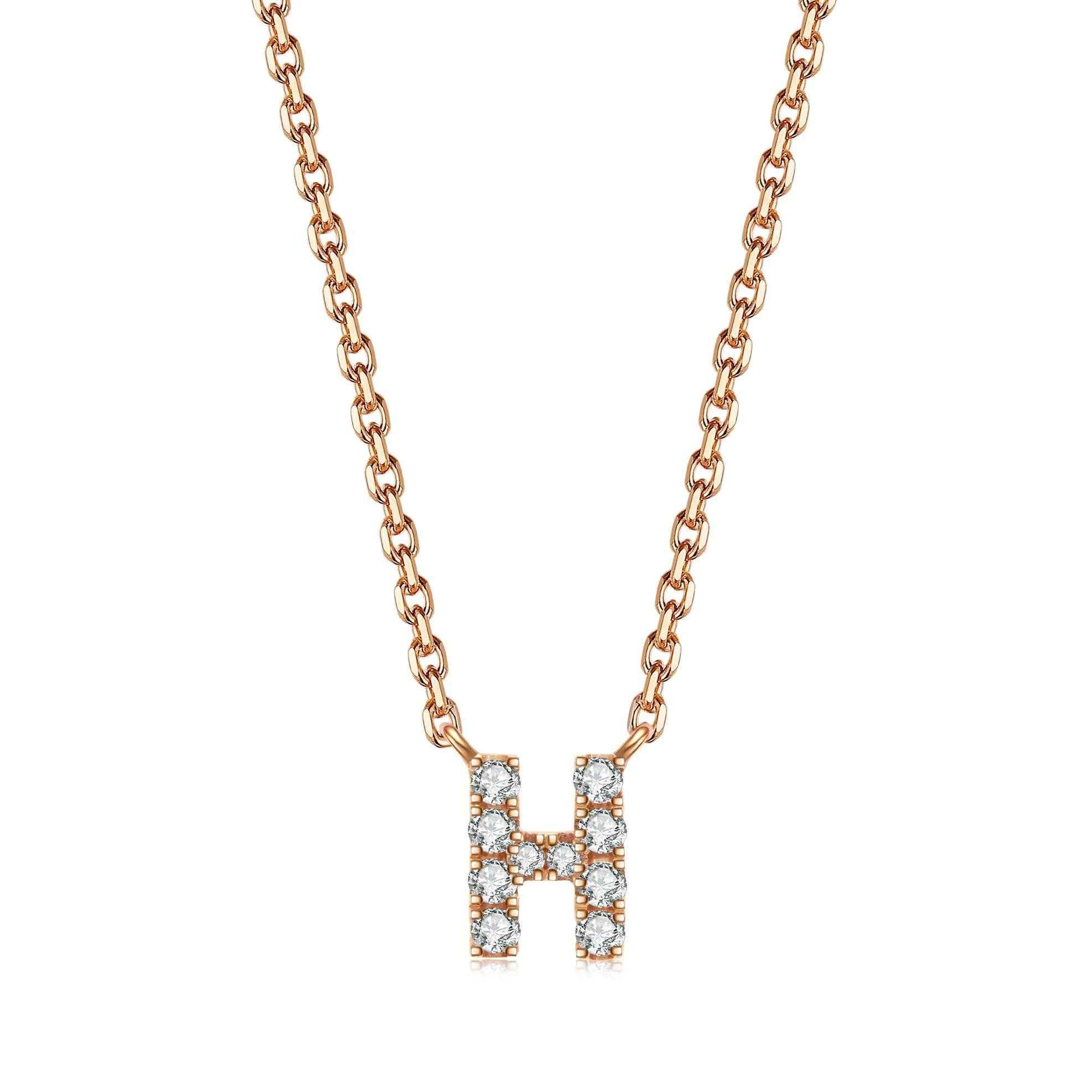 Initial Diamond Pendant Necklace | Rose Gold