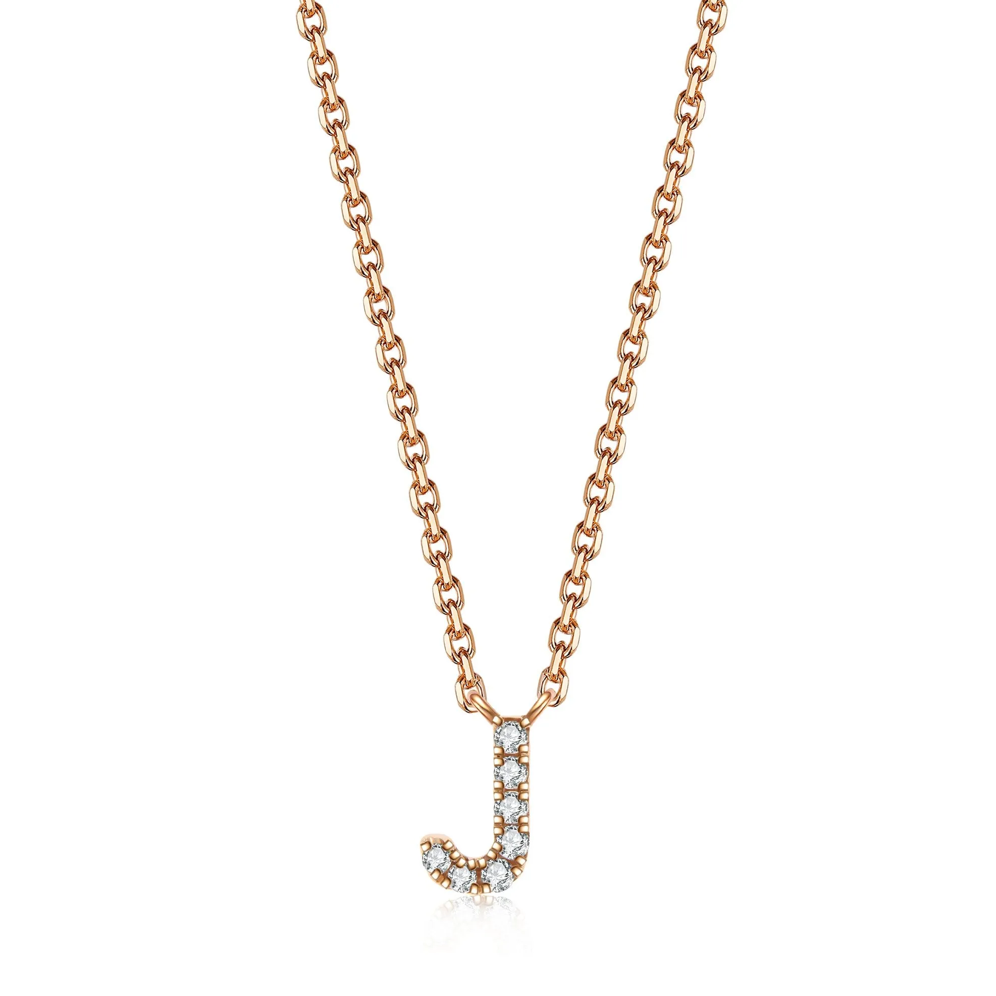 Initial Diamond Pendant Necklace | Rose Gold