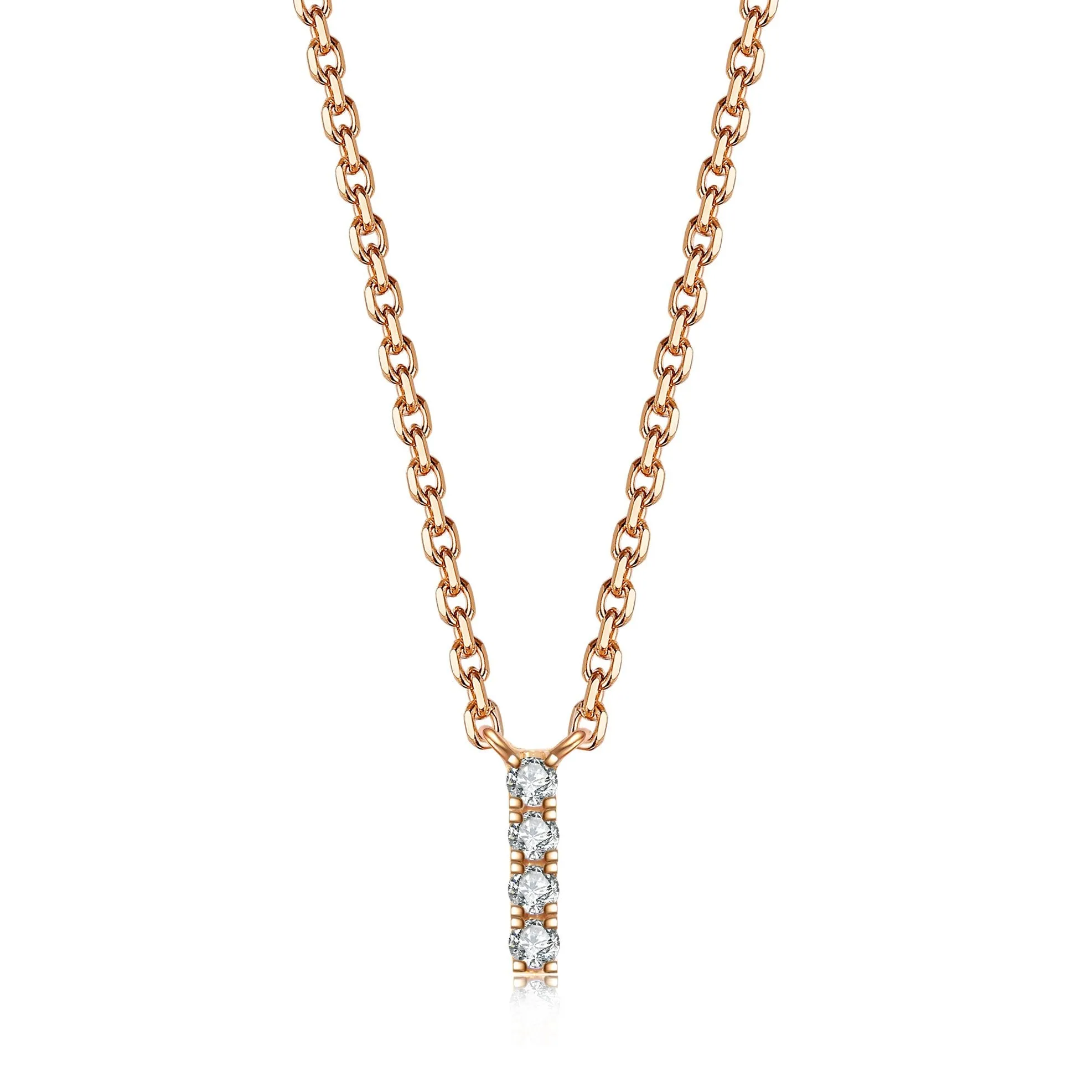Initial Diamond Pendant Necklace | Rose Gold