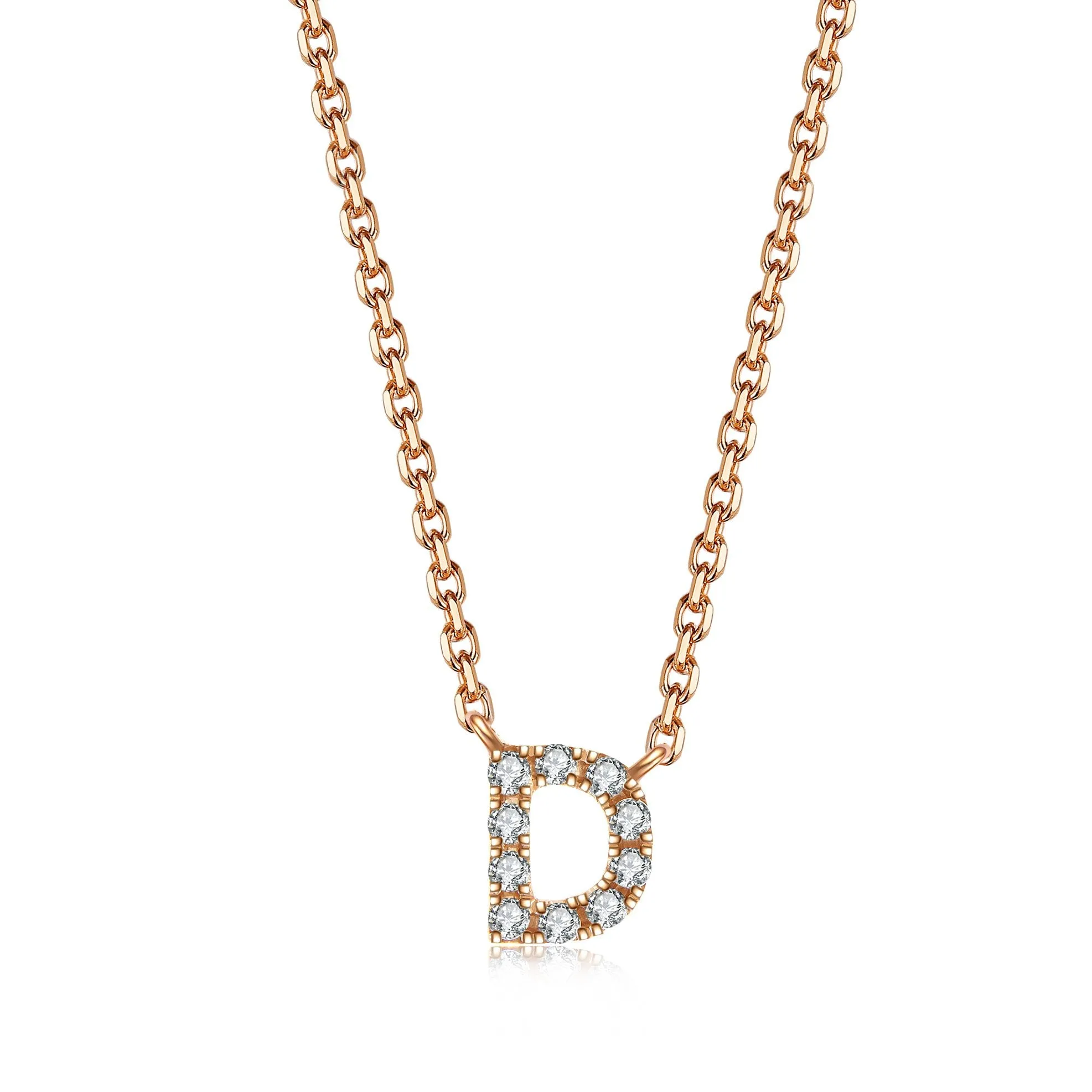 Initial Diamond Pendant Necklace | Rose Gold