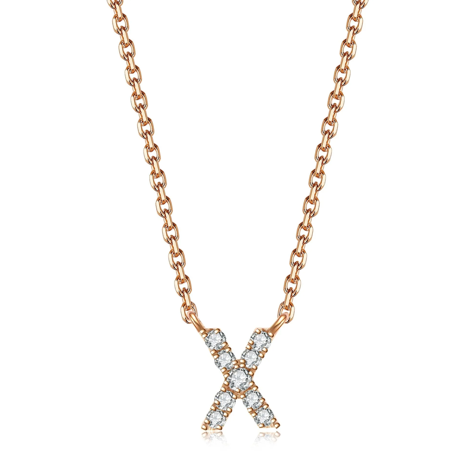 Initial Diamond Pendant Necklace | Rose Gold