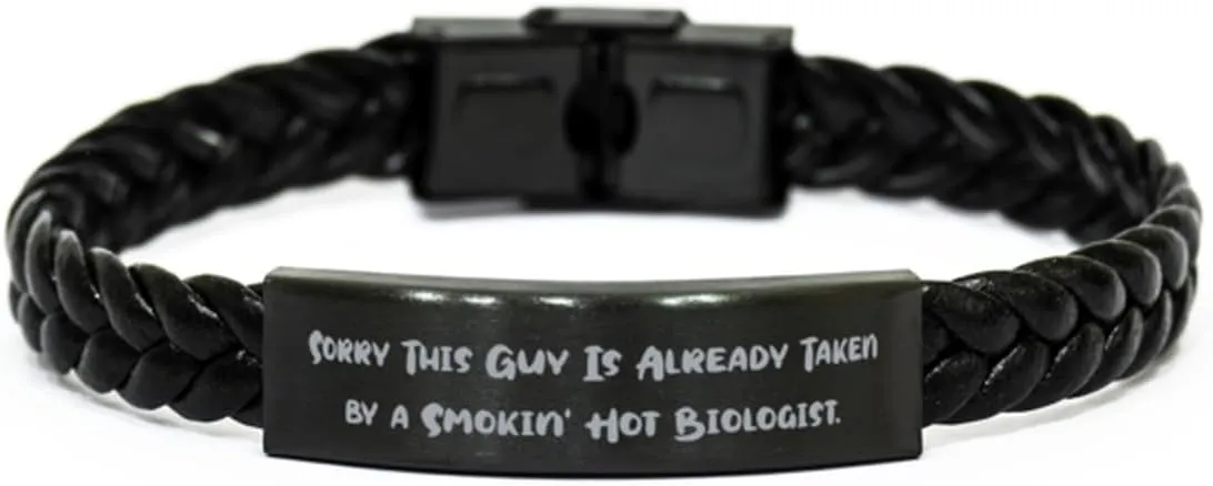 Inspirational Biologist Gifts, Sorry This Guy', Sarcastic Birthday Braided Leather Bracelet Gifts For Coworkers From Coworkers, Best friend gifts, Gifts for friends, Friendship gifts, Gift ideas for