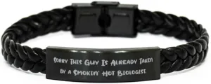 Inspirational Biologist Gifts, Sorry This Guy', Sarcastic Birthday Braided Leather Bracelet Gifts For Coworkers From Coworkers, Best friend gifts, Gifts for friends, Friendship gifts, Gift ideas for