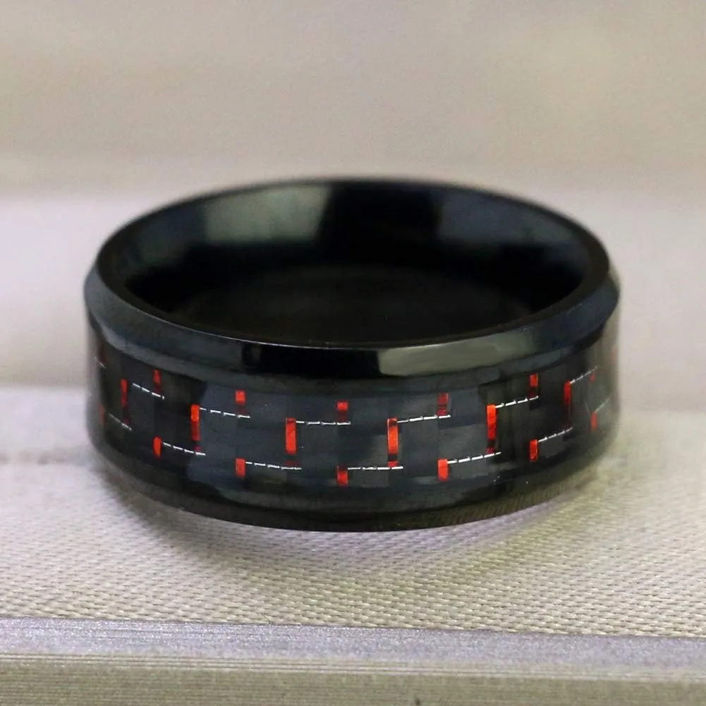 IOU His Hers Wedding Ring Sets Couples Rings Women's Black Gold Plated Red Cz Ring Wedding Engagement Ring Bridal Sets Men's Stainless Steel Wedding Band