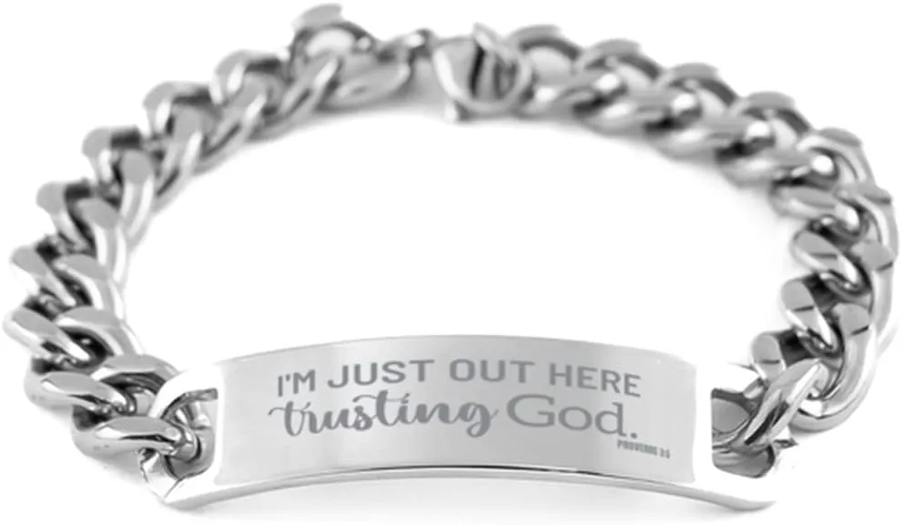 Israel Prayer Cuban Chain Bracelet, I'm Just Out Here Trusting God, Israel Prayer Gifts, Birthday Jewelry for Her Mother Daughter