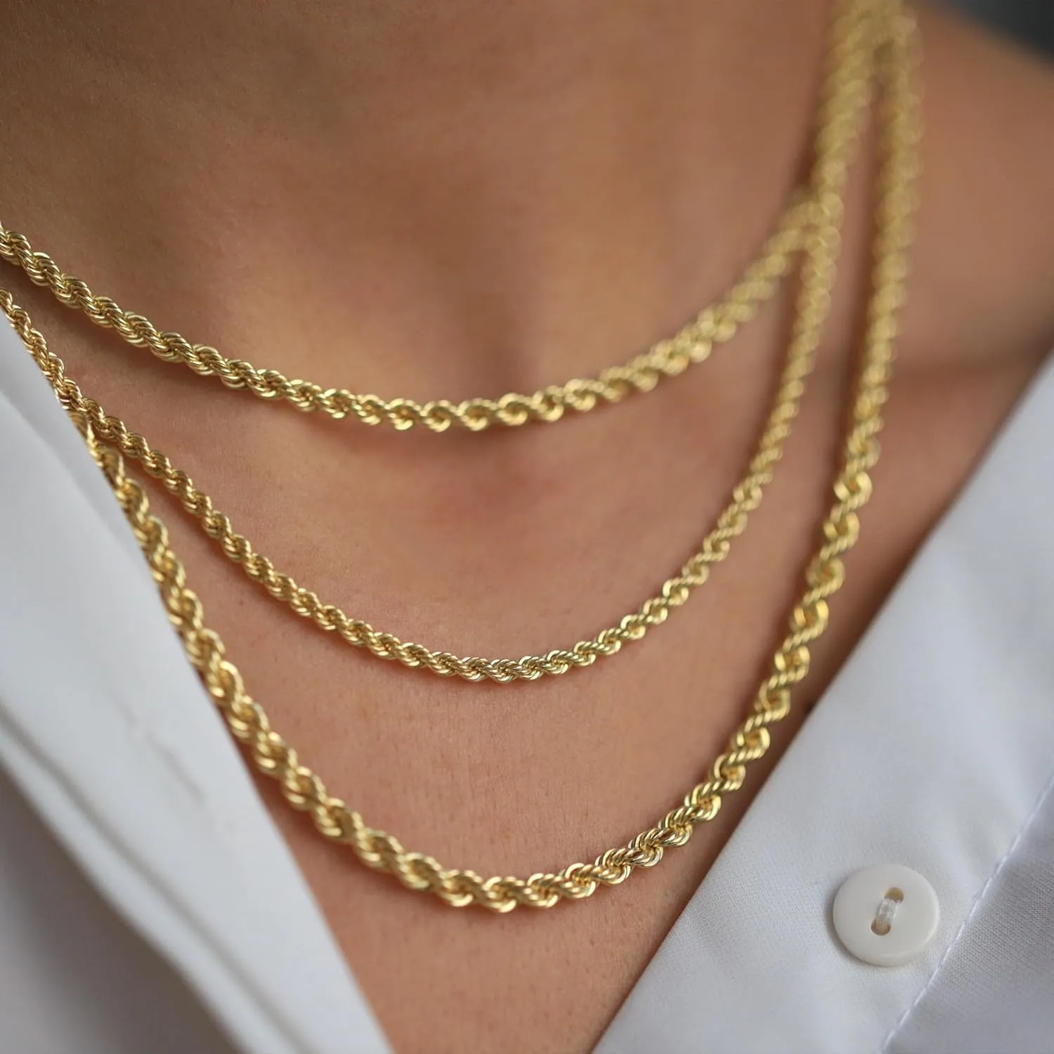 Italian Real 10K Solid Yellow Gold Rope Chain Necklace for Men & Women Radiant Diamond Cut with Lobster Claw Clasp 10K Real Gold Jewelry (1.5mm, 2mm, 2.5mm, 3mm, 3.5mm, 4mm)