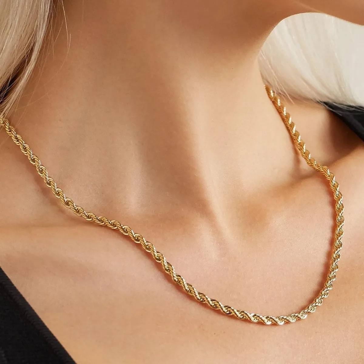 Italian Real 10K Solid Yellow Gold Rope Chain Necklace for Men & Women Radiant Diamond Cut with Lobster Claw Clasp 10K Real Gold Jewelry (1.5mm, 2mm, 2.5mm, 3mm, 3.5mm, 4mm)