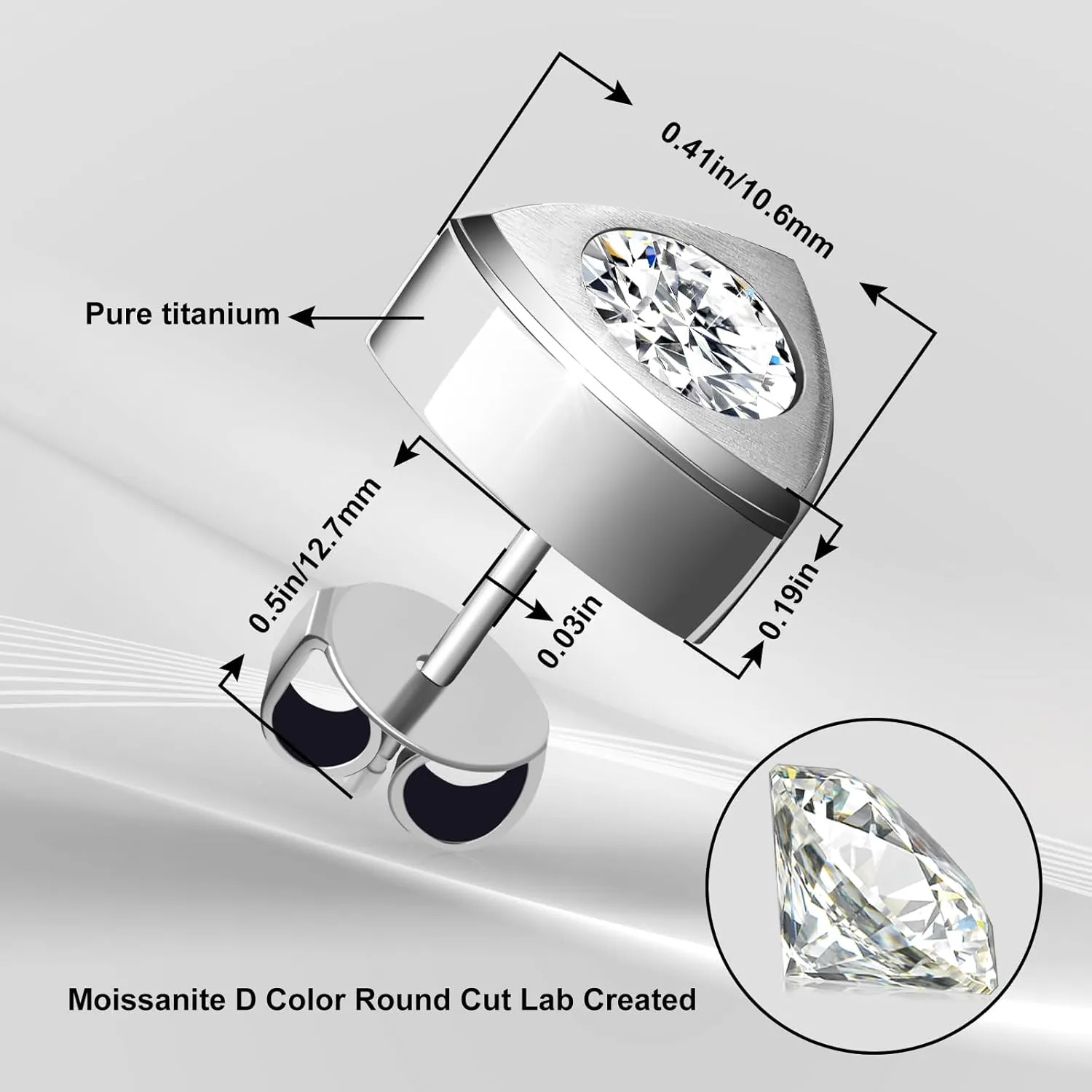 JEROOT Hypoallergenic Stud | Cubic Zirconia Moissanite Studs for Women | Pure Titanium Earrings Studs | Dainty Geometrical Bar Triangle Heart Earrings