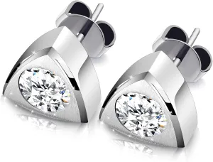 JEROOT Hypoallergenic Stud | Cubic Zirconia Moissanite Studs for Women | Pure Titanium Earrings Studs | Dainty Geometrical Bar Triangle Heart Earrings