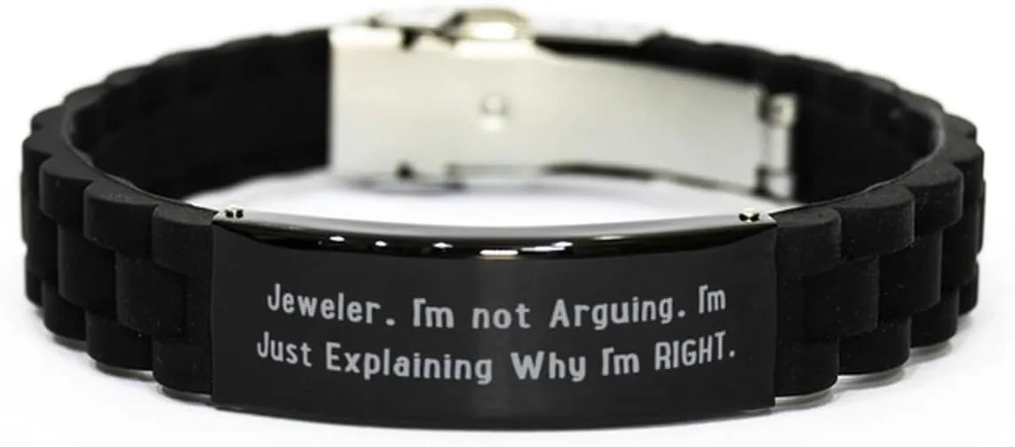 Jeweler. I'm not Arguing.. Jeweler Black Glidelock Clasp Bracelet, Fancy Jeweler Gifts, Engraved Bracelet For Men Women from Boss, Friends bracelet, Black bracelet, Bracelet gift, Friendship bracelet