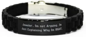 Jeweler. I'm not Arguing.. Jeweler Black Glidelock Clasp Bracelet, Fancy Jeweler Gifts, Engraved Bracelet For Men Women from Boss, Friends bracelet, Black bracelet, Bracelet gift, Friendship bracelet