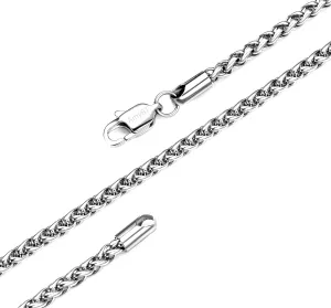 Jewelry 3mm Titanium Stainless Steel Womens & Mens Silver Wheat Chain Necklace 16 to 30 in