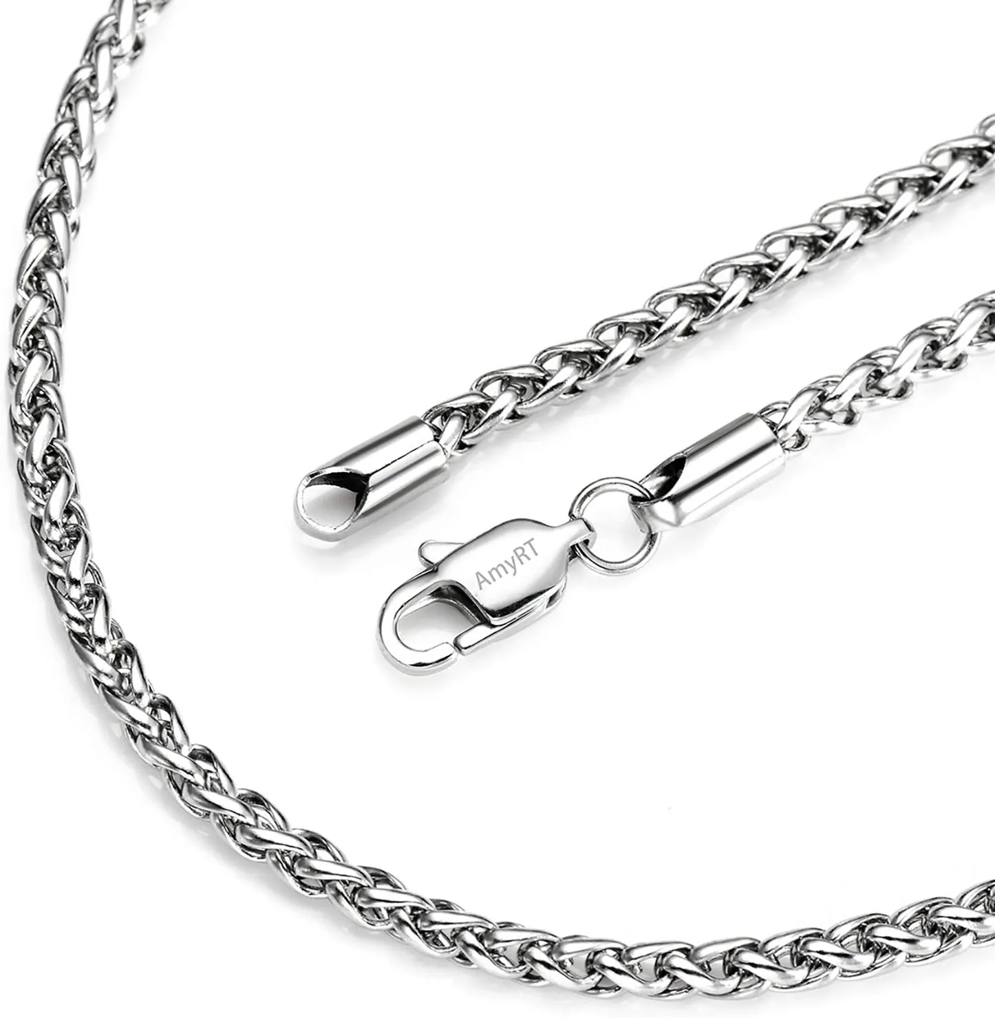 Jewelry 3mm Titanium Stainless Steel Womens & Mens Silver Wheat Chain Necklace 16 to 30 in