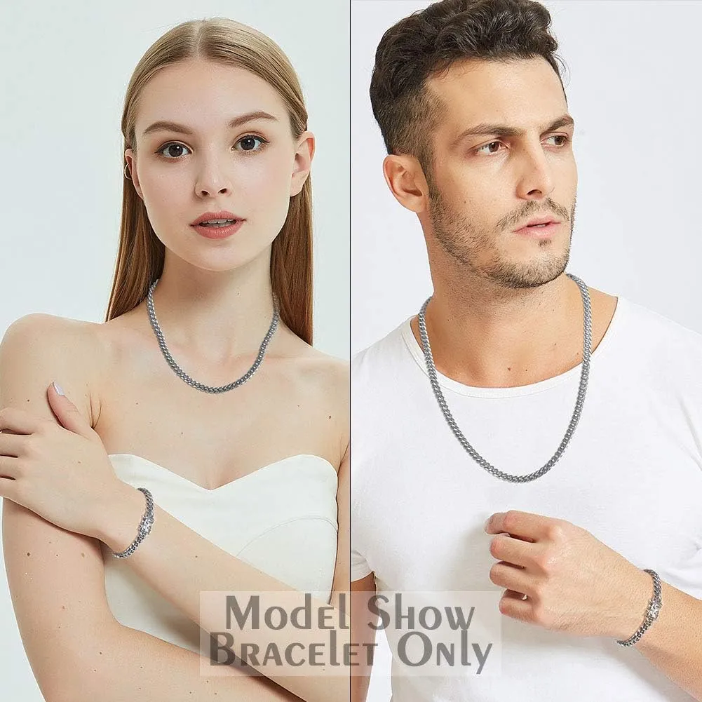 Jewelry Kingdom 1 Mens Necklace or Bracelet, 6MM Silver Cuban Link Chain for Men's Jewelry, Miami Chain Necklace for Women, High Polished 316L Stainless Steel(Length of 7-30inches)