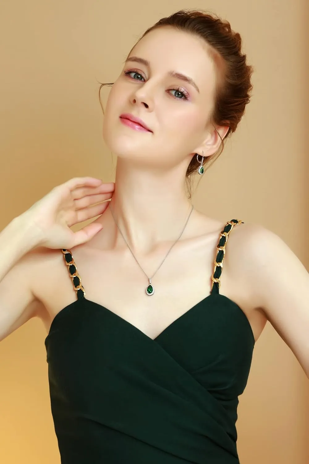 Jewelry Sets for Women, Necklace and Earring Sets for Women, Birthstone Jewelry, Genuine or Synthetic Gemstones, Teardrop Necklace and Dangle Earrings, Pendant Necklace, Sterling Silver Jewelry