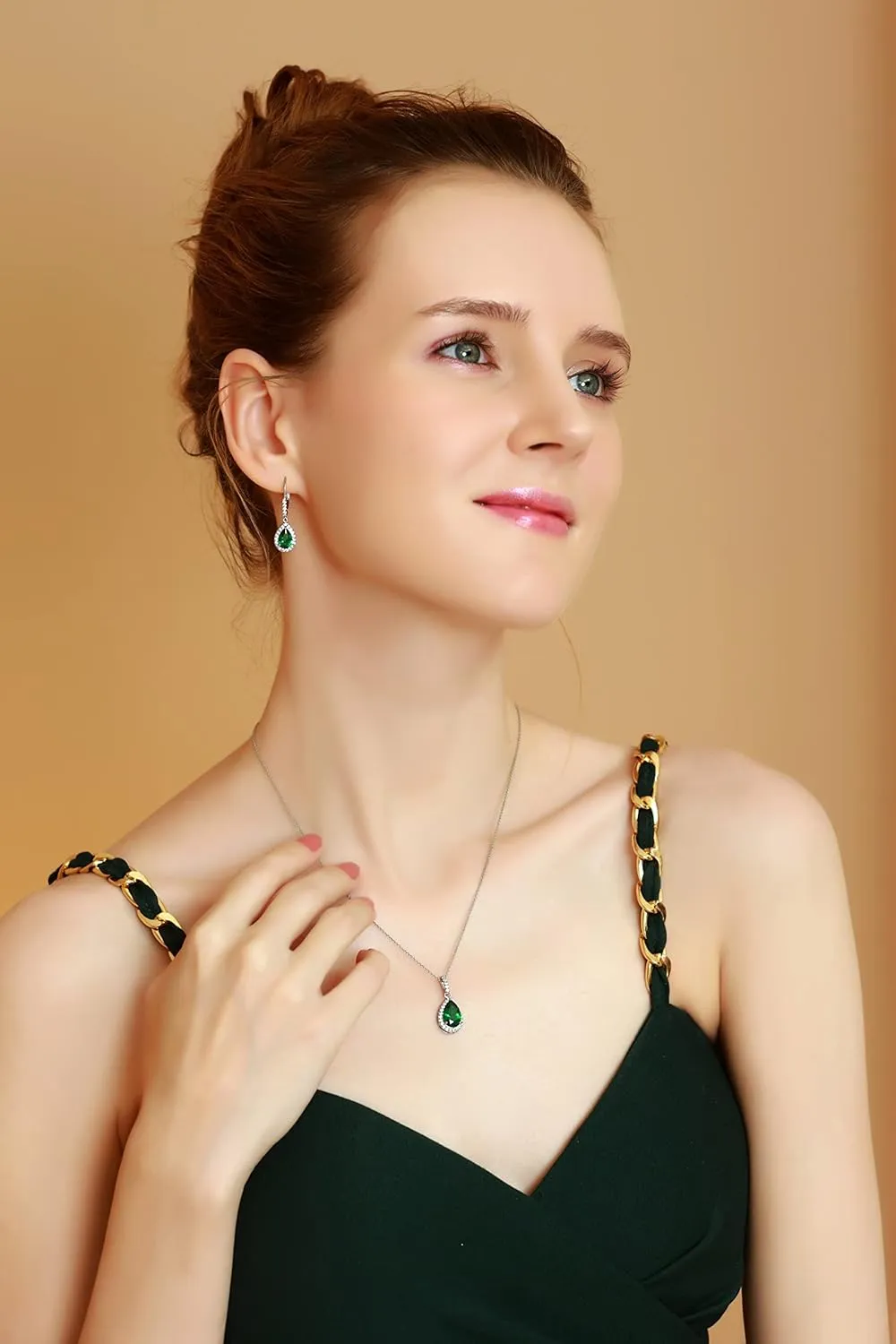 Jewelry Sets for Women, Necklace and Earring Sets for Women, Birthstone Jewelry, Genuine or Synthetic Gemstones, Teardrop Necklace and Dangle Earrings, Pendant Necklace, Sterling Silver Jewelry