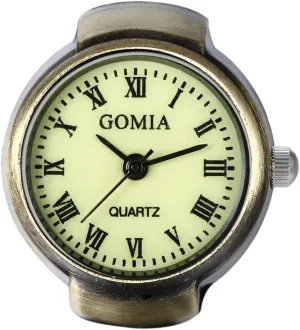 JewelryWe Novelty Finger Watches Classic Round Quartz Watch Rings Adjustable Elastic Ring Watch,