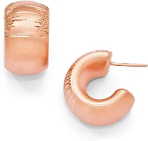 Jewels By Lux 925 Sterling Silver Radiant E925 Sterling Silverence Rose Gold-Plated Diamond-cut Post Hoop Earrings