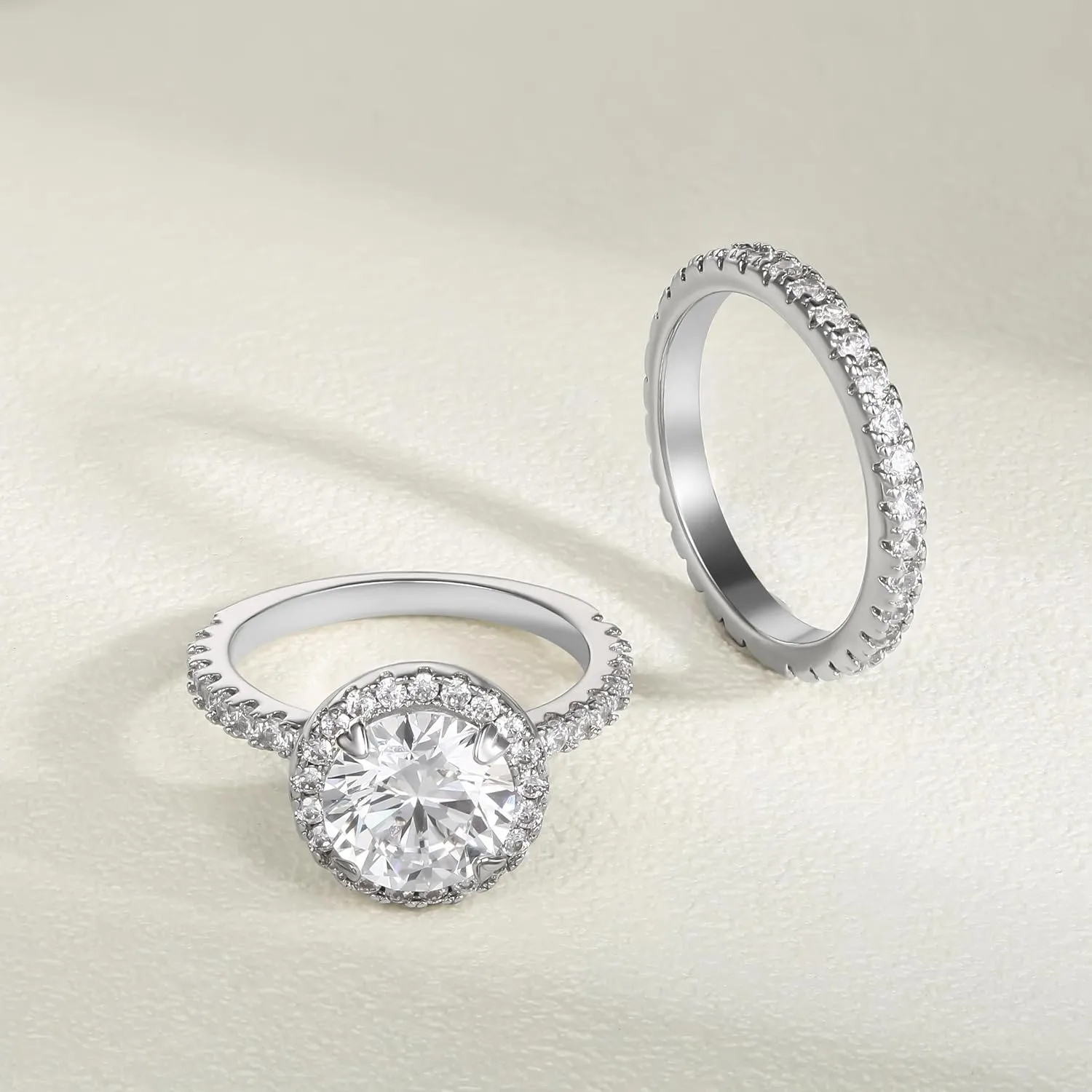 JIANGYUE Classic Bridal Sets Band Ring for Women, 3 Ct 8 Heart 8 Arrow White AAA Cubic Zirconia Rose Gold Big Main Stone Cocktail Engagement Wedding Mothers Day Gifts Rings Size 5 6 7 8 9 10