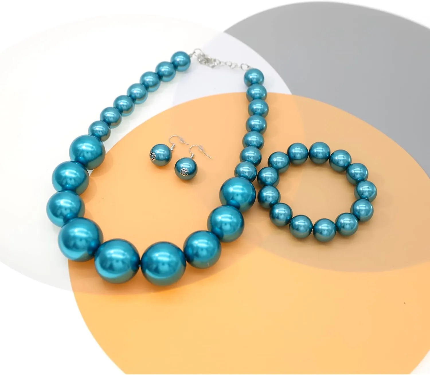 JNF Chunky Big Pearl Necklace for Women Faux Pearls Necklace set Large Beaded Pearl Collar Choker Necklaces Christmas Jewelry