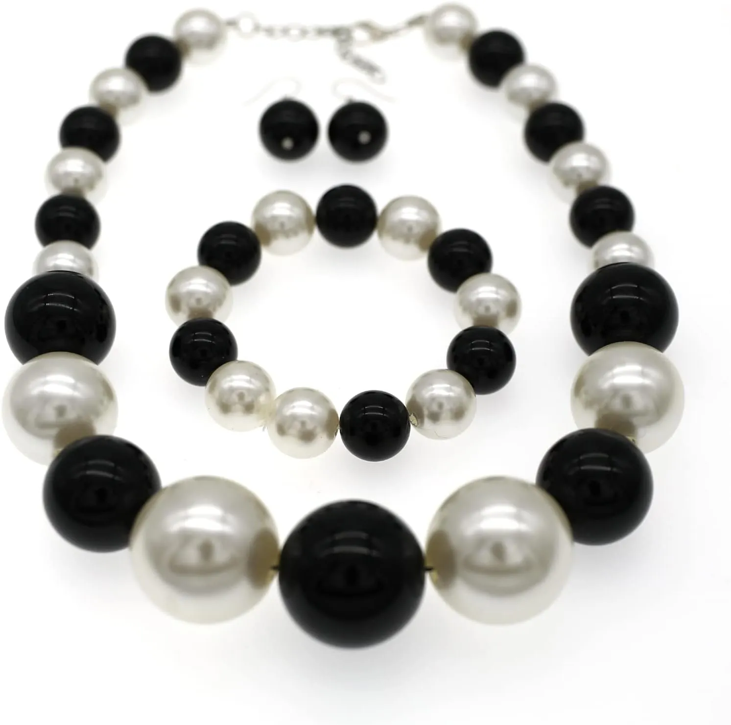 JNF Chunky Big Pearl Necklace for Women Faux Pearls Necklace set Large Beaded Pearl Collar Choker Necklaces Christmas Jewelry