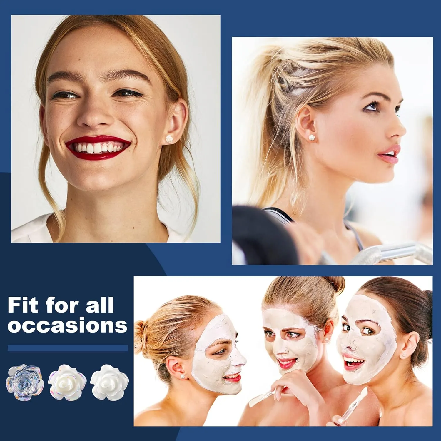 Joez Wonderful Plastic Earrings, Flower Earring Stud with Rubber Backs, Earrings Hypoallergenic for Sensitive Ears Women