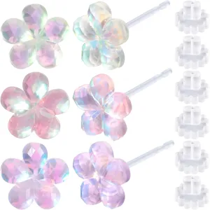Joez Wonderful Plastic Earrings, Flower Earring Stud with Rubber Backs, Earrings Hypoallergenic for Sensitive Ears Women