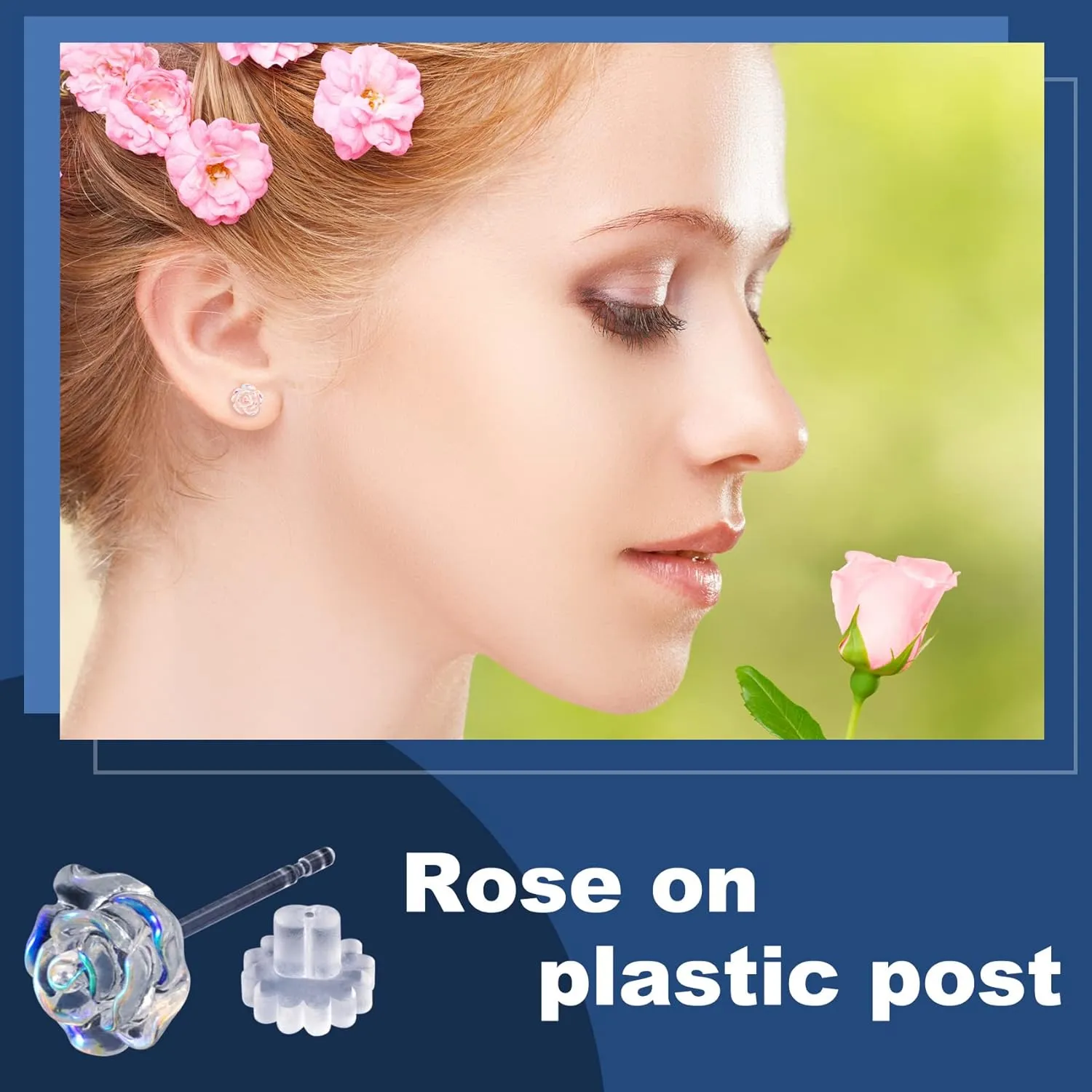Joez Wonderful Plastic Earrings, Flower Earring Stud with Rubber Backs, Earrings Hypoallergenic for Sensitive Ears Women