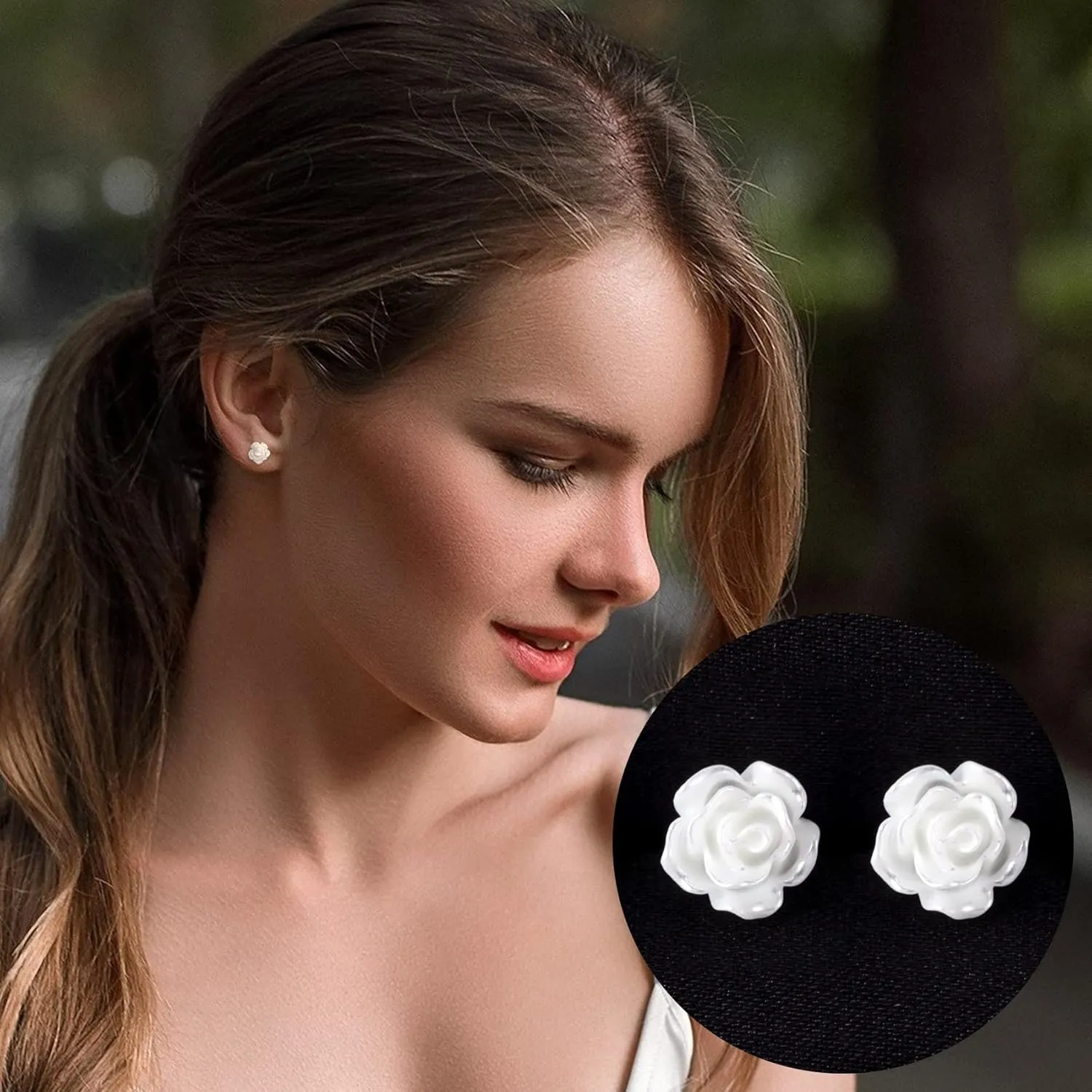 Joez Wonderful Plastic Earrings, Flower Earring Stud with Rubber Backs, Earrings Hypoallergenic for Sensitive Ears Women