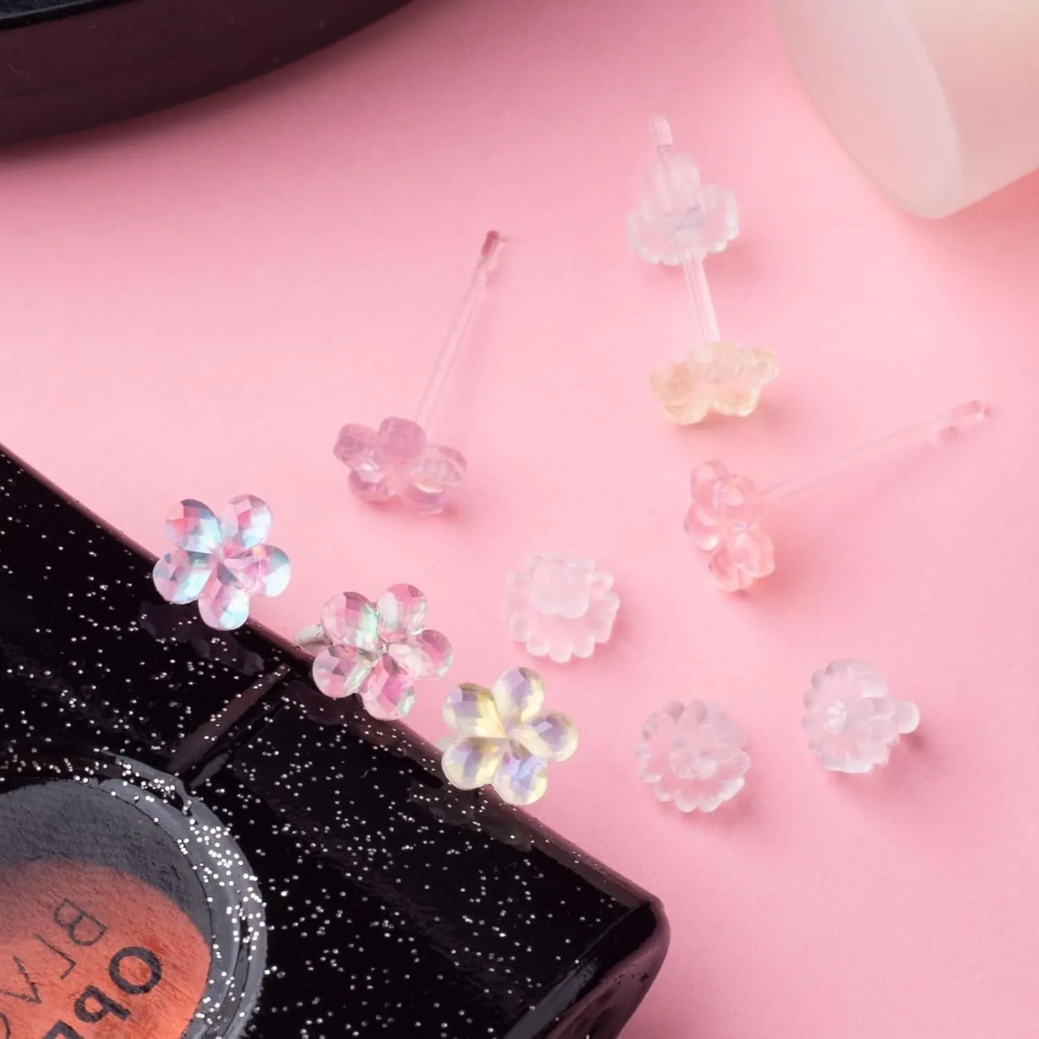 Joez Wonderful Plastic Earrings, Flower Earring Stud with Rubber Backs, Earrings Hypoallergenic for Sensitive Ears Women