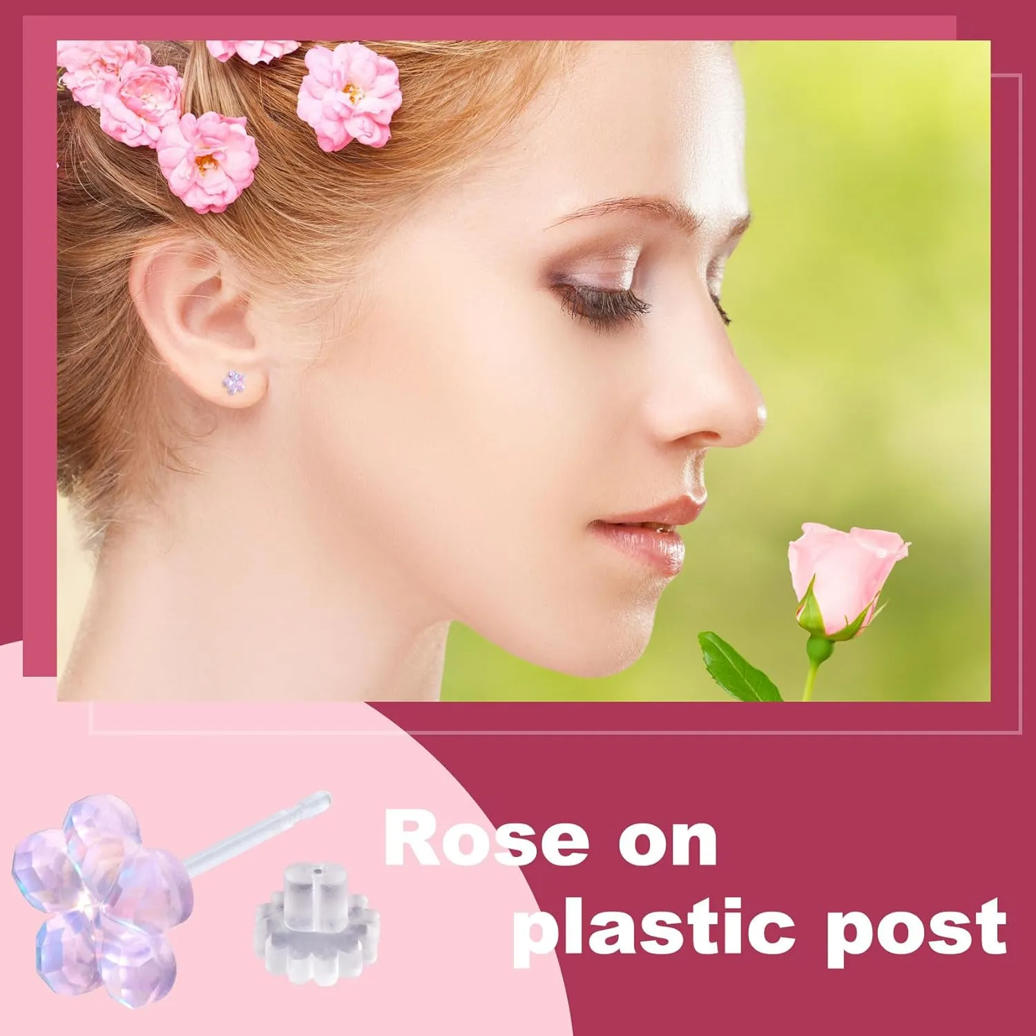 Joez Wonderful Plastic Earrings, Flower Earring Stud with Rubber Backs, Earrings Hypoallergenic for Sensitive Ears Women