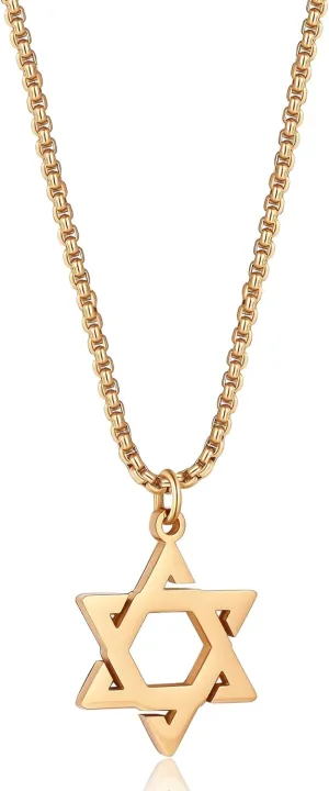 Joxevyia Star of David Necklace Stainless steel David Star Jewish Star Pendant Dainty Religious Necklaces Gifts for Men Guys Son