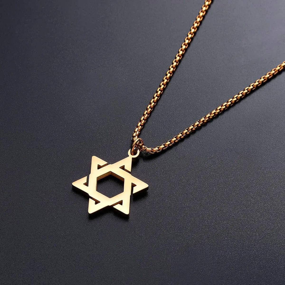 Joxevyia Star of David Necklace Stainless steel David Star Jewish Star Pendant Dainty Religious Necklaces Gifts for Men Guys Son